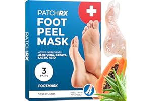 Live Wild Beauty PatchRx Foot Peel Mask, Foot Mask that Moisturizes Dry Cracked Feet, Foot Peel for Soft Foot Exfoliator for Calluses, Foot Mask Peeling Foot Softener, Feet Peeling Mask (3 Pairs)