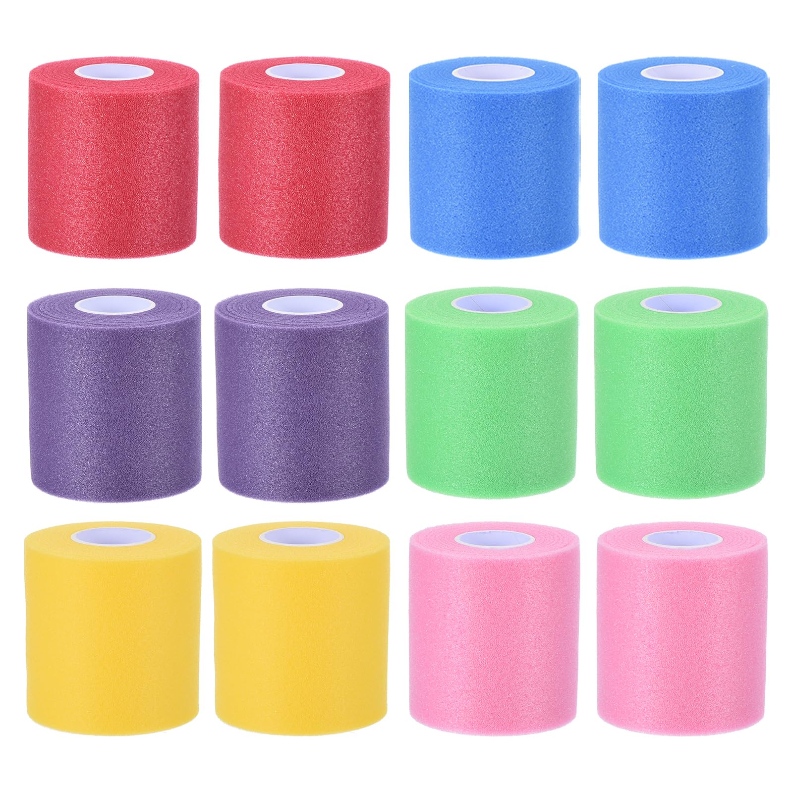 PATIKIL 12 Pack Foam Sports Pre-Wrap Athletic Tape Sports Elastic Wrap 30 Yard Breathable Bandage Rolls Tennis Racquet Grip Tape Cushion Wrap for Hair Ankles Wrist, 6 Colors
