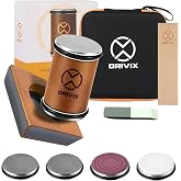 ORIVIX Rolling Knife Sharpener Kit, Magnetic 4-Angle Base | Includes 3.86 Inch Longer Wooden Roller, 4 Diamond and Ceramic Grit Discs, and Leather Strop for Precision Knife Sharpening