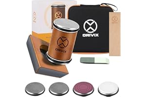 Orivix Rolling Knife Sharpener Kit – Magnetic 4-Angle Base, 3.86 Inches Longer Wooden Roller, 4 Grit Discs (400/1000 Diamond 