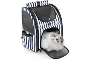 Goodio Pet Backpack Carrier,Pet Carrier TSA Airline Approved Ventilated Design,Two-Sided Entry with Bottom Support, for Dogs and Cats up to 16 lbs,Cat Backpack Collapsible for Travel, Hiking