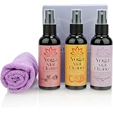 Combat Cleaner Yoga Mat Cleaner Spray Kit with Microfiber Towel, 3Pack | Workout Mat Cleaner Restores and Refreshes Yoga Mats (Lavender, Fresh Roses, Energy Citrus), Gym Mat Cleaning Spray Kit