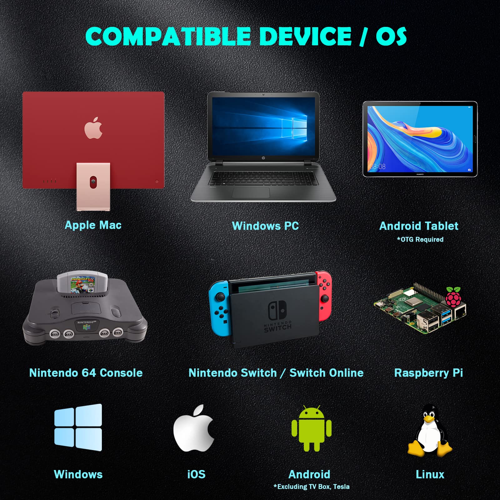 2.4 GHz Wireless N64 Switch Online Controller, USB Receiver & N64 Receiver, Compatible with Windows PC Laptop iOS Mac Raspberry Pi, N64 / Switch Online/NSO - (Rechargeable) (Plug and Play) Gray