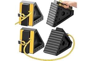Profasion 4 Pack Heavy Duty Wheel Chocks with 39" Rope, Rubber Wheel Chocks for Trailers, RV, Cars, Trucks, and ATV