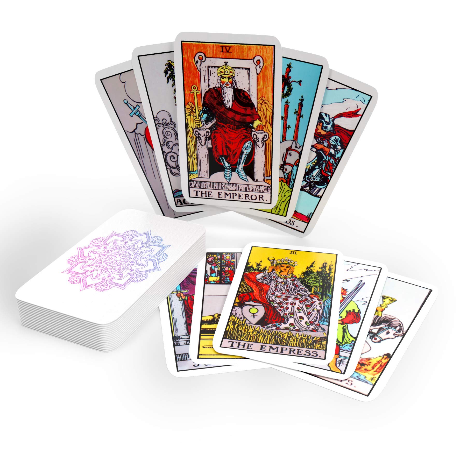 Sagesight Classic Tarot Cards Deck with Guidebook & Premium Linen Carry Bag - Original Pamela Colman Smith Artwork - Vibrant Ink & Rich Colors - Durable Tarot Cards for All Skill Levels (Cream)