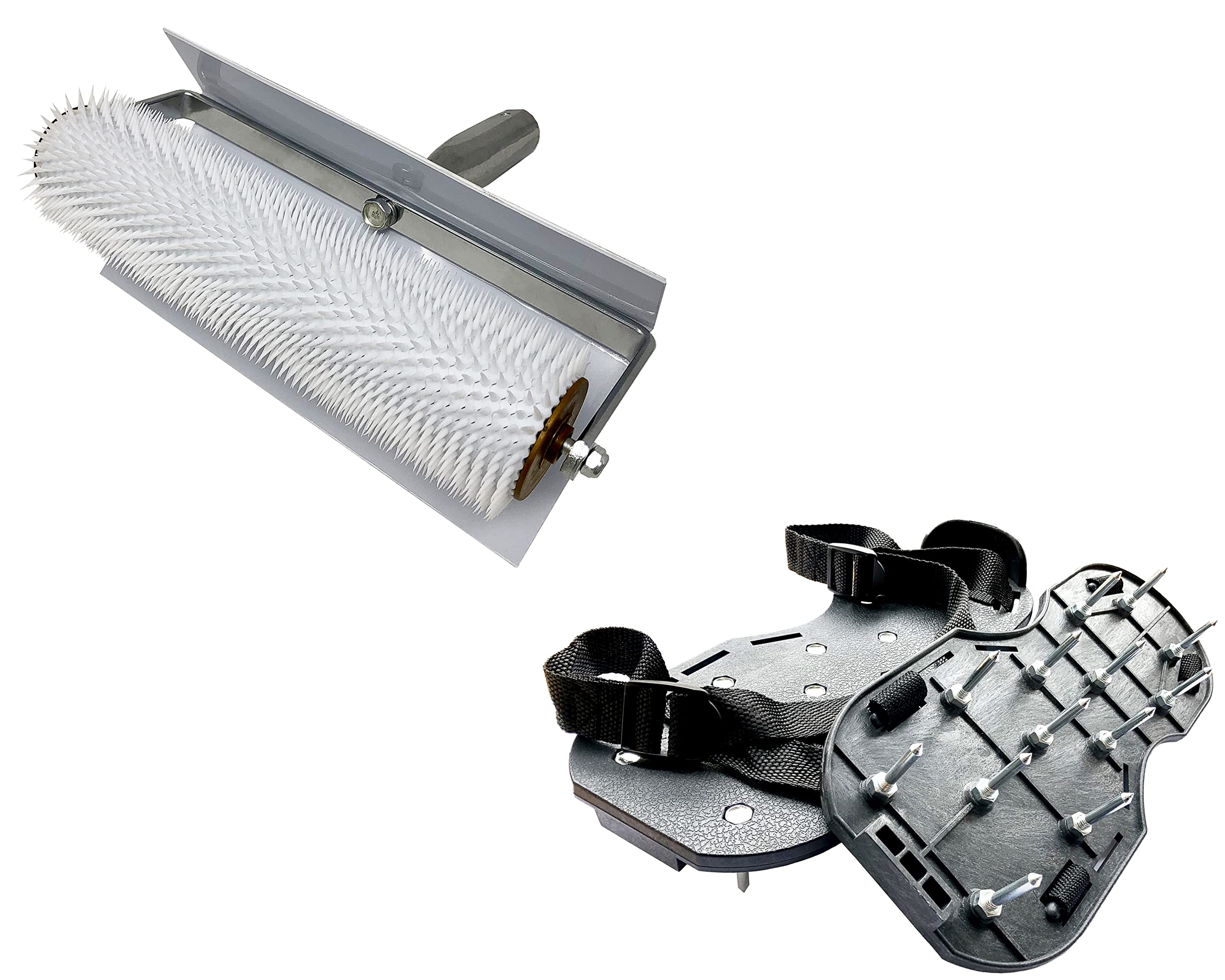 Pangolino Vent Roller Set 25 cm Including Splash Guard - Spike Length 11 mm + Nylon Nail Soles [35 mm] (Fully Assembled) (25 cm / 11 mm + Nail Shoes)