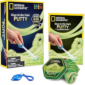 NATIONAL GEOGRAPHIC Glow in the Dark Putty Kit - Use The UV Light to Draw Fun Designs