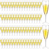 Gerrii Disposable Plastic Champagne Flute Plastic Flutes Clear Champagne Glasses Disposable Ideal for Home Daily Wedding Toasting Drinking Party Supplies(144 Pcs)