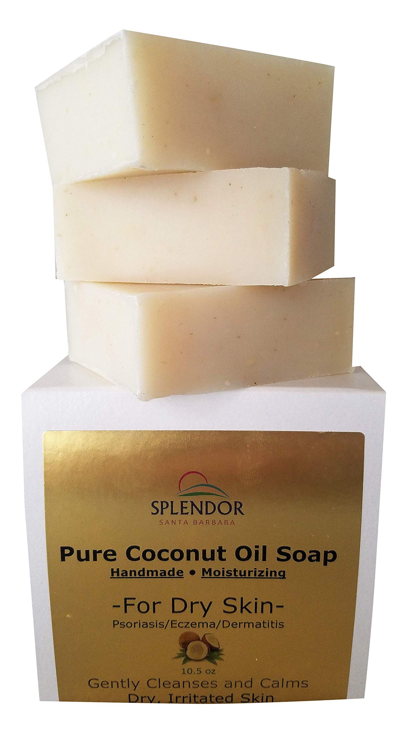 Splendor Moisturizing Coconut Oil Face & Body Bar Soap for Dry, Irritated, Itchy, Sensitive Skin