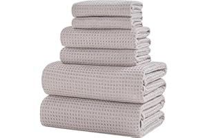 XIQ 40x80 Inch Oversized Bath Sheets Towels for Adults Waffle Weave Microfiber Extra Large Bath Towels for Bathroom(Beige,6PCS)