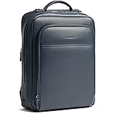 Maverick & Co. Windsor Men’s Leather Laptop Backpack – Work, Travel, Tech, Business, Nylon, Stylish College Daypack (Navy)