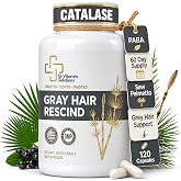 Gray Hair Rescind with Catalase, Anti Gray Hair Supplement for Men &amp; Women | Saw Palmetto, Biotin, Fo-Ti, PABA, Restores Color, Hair Growth, Skin &amp; Nails, 120 Capsules, 2 Month Supply, Made in USA
