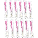 Pink Rock Candy Crystal Sticks - Cherry Flavored - 12 Indiv. Wrapped