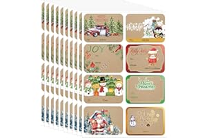 AUROTRENDS Jumbo Christmas Name Tags Stickers 120 Pack/8 Designs -Gift Tag with Reflective Metallic Foil for Christmas Presents (Vintage Brown)