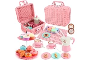 Viwulute Afternoon Tea Toys Set Pretend Play Food Toys for Toddler Girls, Party Tea Playset Toy Gifts for 3 4 5 6 Year Old Girl Boy Kids Toddlers