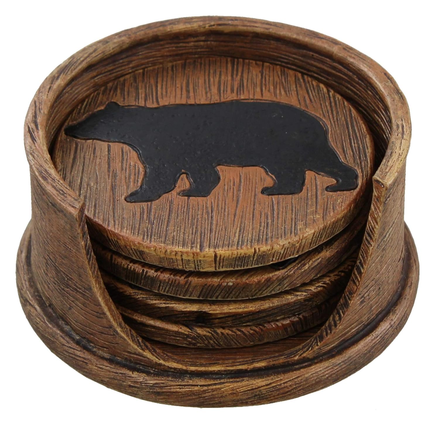 4 Rustic Cork Coasters & Holder Set Home & Kitchen Decorative Moose