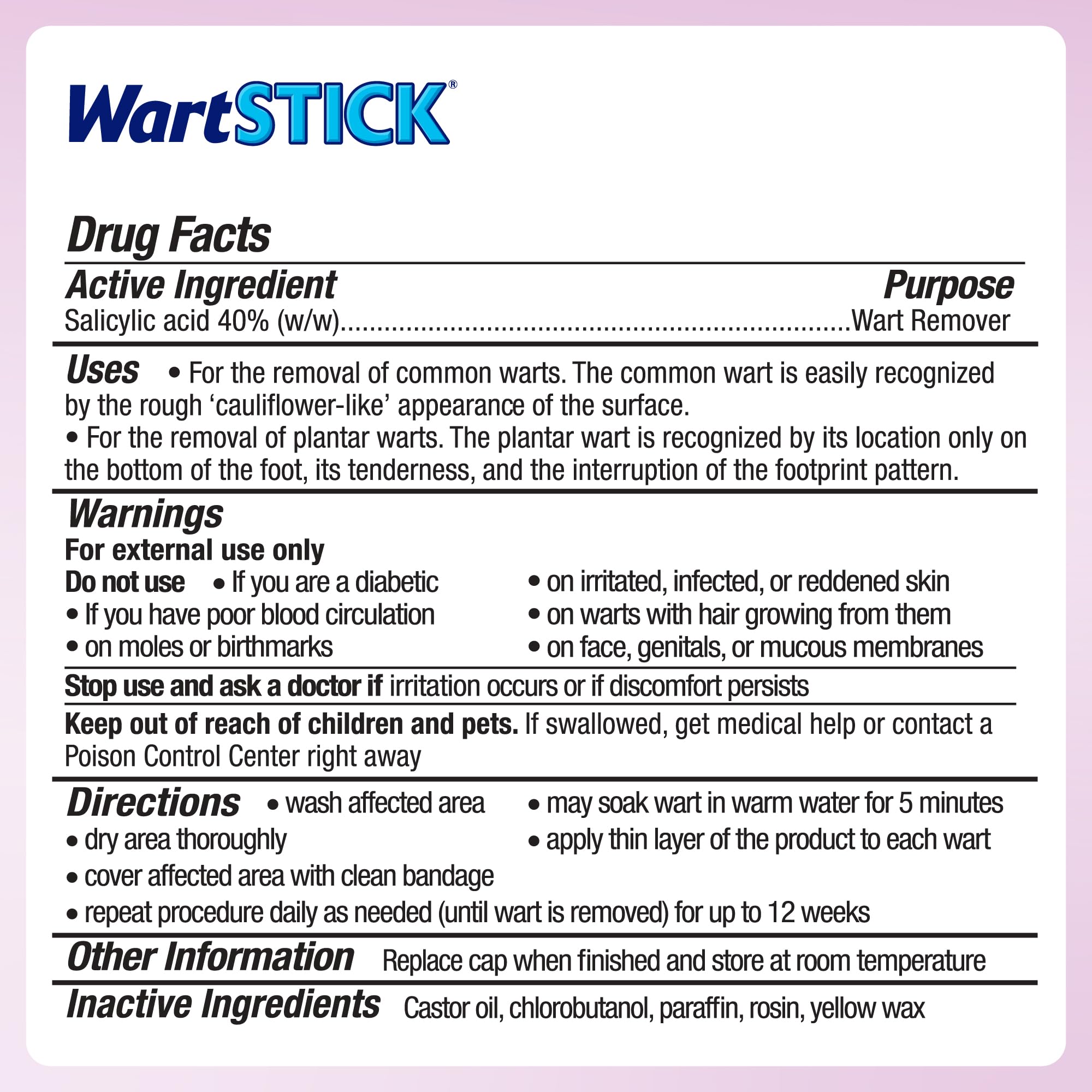 WartStick Maximum Strength Salicylic Acid Solid-Stick Common and Plantar Wart Remover 0.2 Oz
