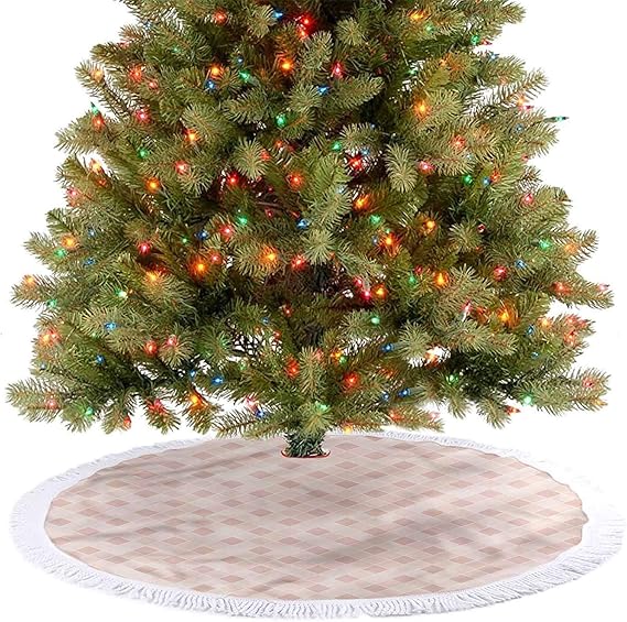 ThinkingPower Christmas Tree Mat Diagonal Plaid Design Christmas Trees