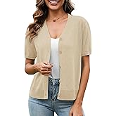 VIISHOW Short Sleeve Lightweight Summer Cardigan for Women, Button Down Open Front V Neck Crochet Knit Cropped Bolero Shrugs