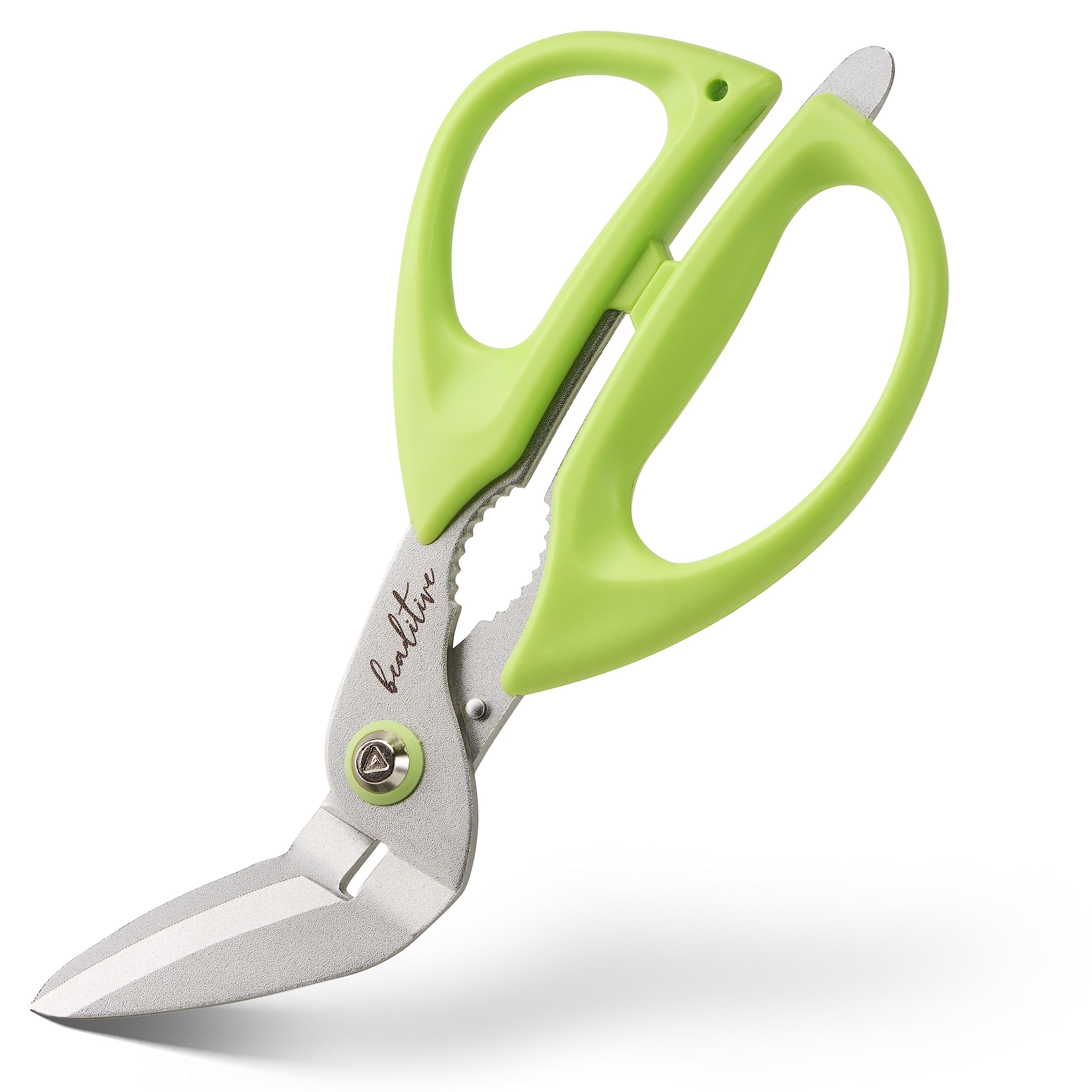 Beaditive Heavy Duty Multipurpose Angled Craft Scissors 7" - Japanese Stainless Steel, Serrated Blade - Craft Shears for Cardboard, Plastic, Leather, Fabrics, and Packaging