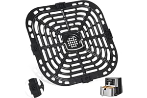 ERICAIR Upgraded Air Fryer Grill Pan for Instant Vortex Plus 6QT Air Fryers, Non-Stick Air Fryer Plates with Air Fryer Rubber Bumpers, Square Air Fryer Grill Plate with Holes, Dishwasher Safe