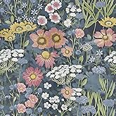 Orainege Vintage Floral Wallpaper Peel and Stick Wallpaper Daisy | Floral Contact Paper 17.7in x196.8in Boho Self Adhesive Removable Wall paper for Bedroom Living Room Decorative