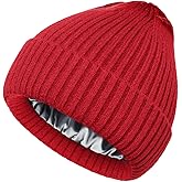 vidsel Satin Lined Wool Beanie Hat for Women Men Winter Cold, Warm Knit Fashion Cuffed Beanie Skull Cap Watch Cap