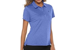 TBMPOY Women's Golf Polo Short Sleeve Shirts Lightweight Moisture Wicking Collared T Shirt Quick Dry 4-Button