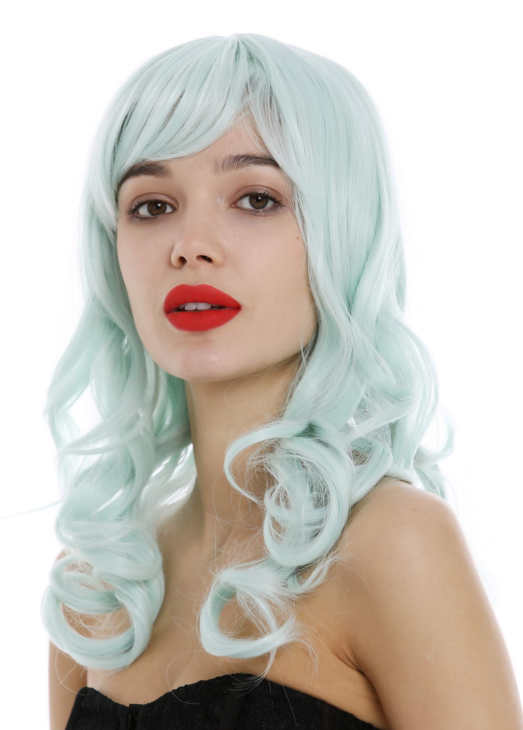 WIG ME UP - 3001-T5507 Lady Wig long wavy to curled curls fringe bangs light green