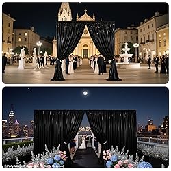 PartyVillage 10x10FT Black Sequin Backdrop Curtain