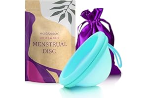 Ecoblossom Reusable Menstrual Disc - Menstrual Cup - Soft Period Disc for Women Designed with Flexible, Medical-Grade Silicone Period Cup (Cyan)