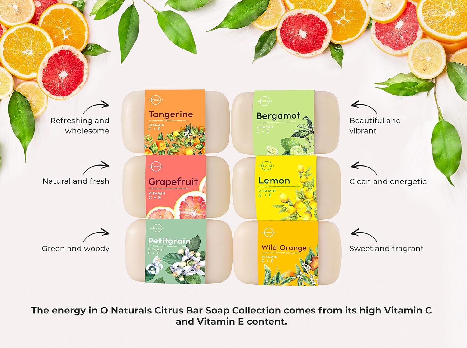 O Naturals 6 Pc Citrus Bar Soap Collection. Vegan Body & Hand Soap. Organic ingredients. Acne Face Cleanser Vitamin C Soap, Vitamin E Moisturizing Natural Soap Triple Milled Gift Set Women & Men 4oz : Beauty