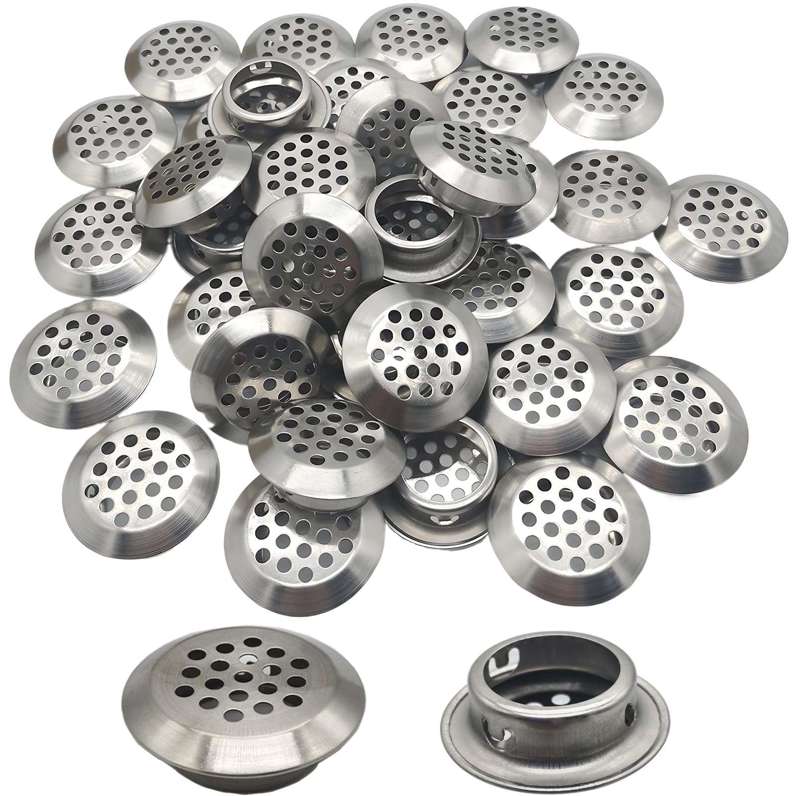 CTRICALVER 35 Pcs Stainless Steel Air Vent Hole Ventilation Louver| Round Shaped, Round Shaped Mesh Hole|25mm Round Ventilation Grille for Kitchen, Bathroom, Cabinet, Wardrobe, or Shoe Cabinet