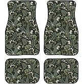 COFKITGOT Botanical Floral Plant Floor Mats for Cars Universal Magical Forest White Flowers Berries Fern and Leaves Car Floor Mats Full Set Front Rear Foot Carpet All Weather Fit Auto Accessories