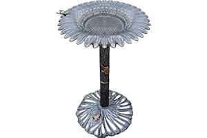 Oakland Living Sunflower Butterfly Bird Bath, Antique Pewter