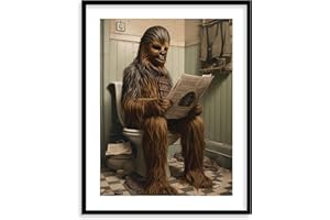 VINTBO Star Wars Bathroom Décor Art Print - Premium Giclee Fine Art Print - Aesthetic Modern Vintage Painting Style Darth Vader Stormtrooper Yoda Print Poster for Bathroom Wall Decor, Ready to Frame