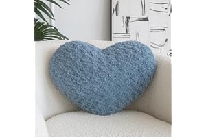 ZCNYCLAM Heart Pillow, Soft Heart Shaped Pillow with Room Decorative Throw Pillows for Bed Couch Chair Sofa, Heart Shaped Cute Throw Pillow Cushion for Bedroom Living Room (Grey Blue, Mini 12.9" x 9.8")