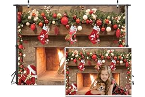 Dudaacvt 7x5ft Christmas Photography Backdrops Christmas Fireplace Backdrop Christmas Fireplace Decoration Background Christmas Family Party Decoration Banner