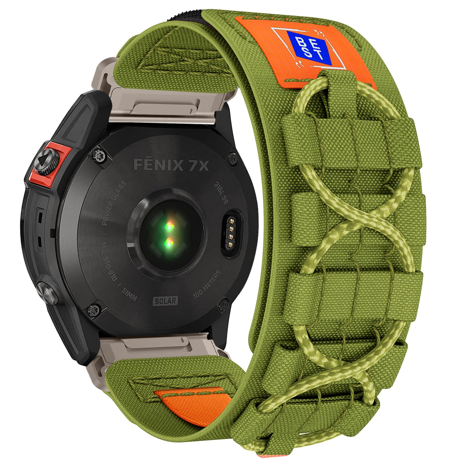 BIRDTOBR Strap for Fenix 7X/ 6X/ 5X, 26mm Soft Nylon Sports Replacement Wristband, Adjustable Velcro Fastener with Quick-Fit for Fenix 6X Pro/Fenix 5X Plus/Fenix 3/ Fenix 3 HR