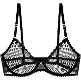 zossav Sexy Lace Unlined Bra Bralette See Through Demi Sheer Mesh Balconette Underwire Unpadded Bras