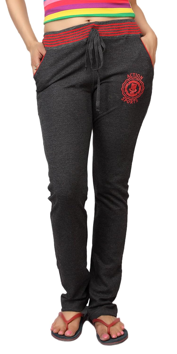 comix women cotton hosiery fabric comfort fit full length plain track pants