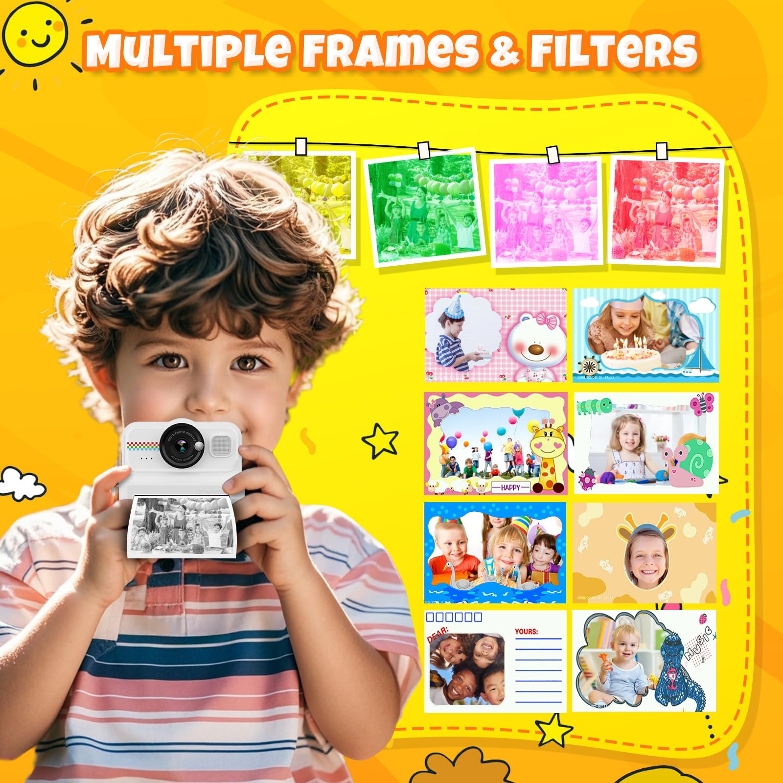 Kids Instant Print Camera, 1080P HD Kids Camera Instant Print with 3 Rolls Print Paper & 32GB Card, Ideal Kids Toys Gifts for Boys & Girls Age 3-14 (Black)