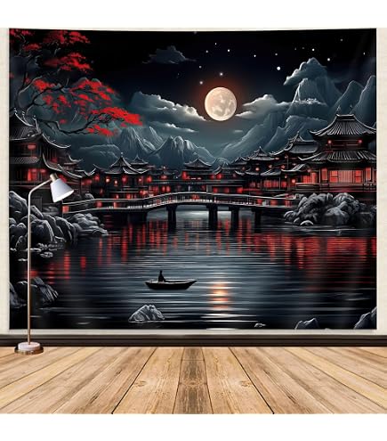 Amazon.com: FENDROM Japanese Watercolor Black And Red Sun Tapestry