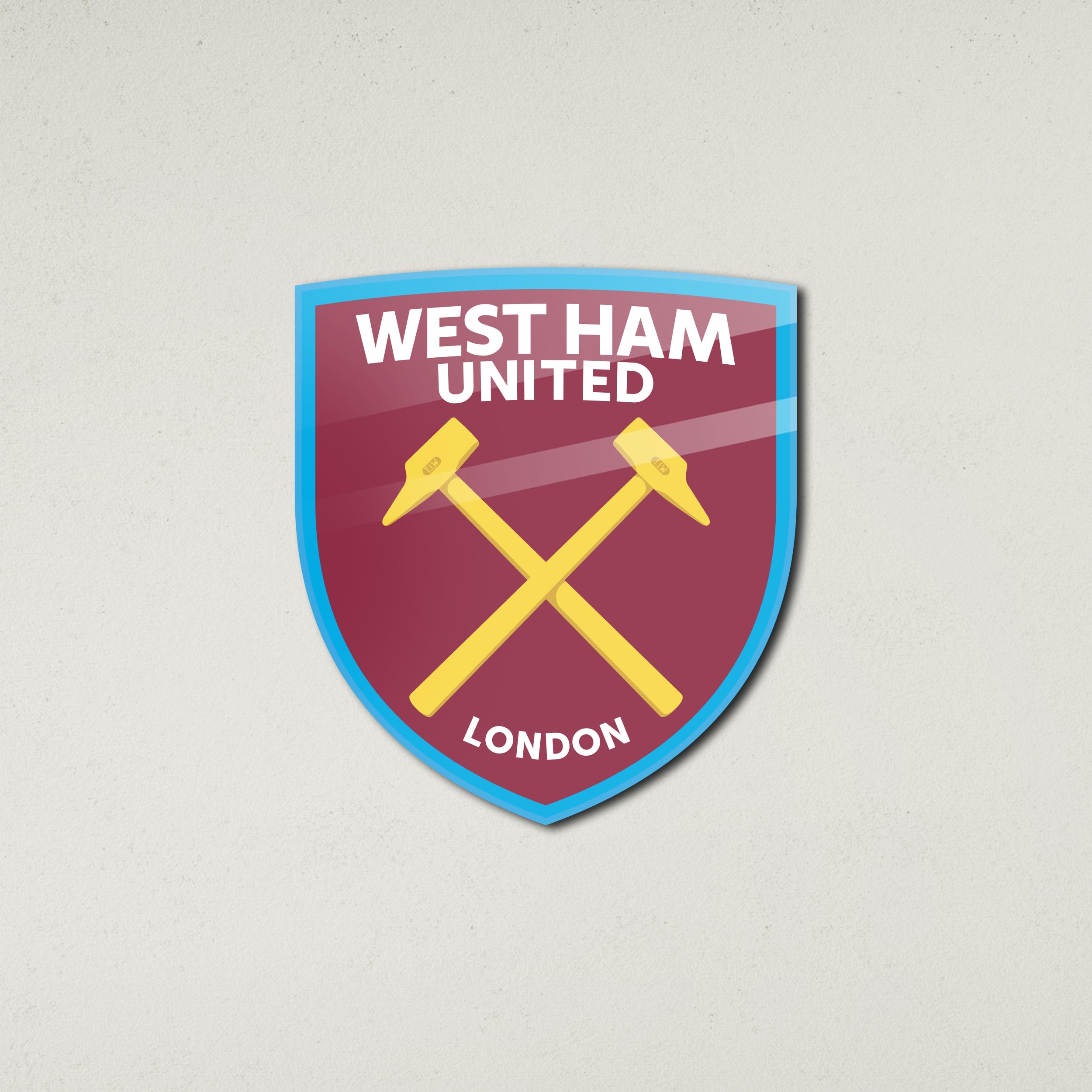 Licensed Décor officially licensed West Ham United FC Plaque (45X50cm) 4mm Acrylic Glass, claret