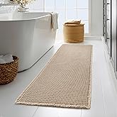 KGORGE Waffle Bath Mat, Ultra Soft 60" X 24" Long Bathroom Rug with Tassels, Non Slip Farmhouse Floor Cover Super Absorbent Quick Dry Large Rugs for Bathroom Shower Tub Toilet Kitchen, Brown, 1pc