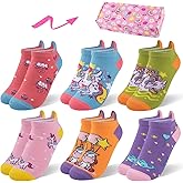 Comfoex Kids Girls Novelty Funny Ankle Socks - Colorful Animal Fashion Silly Cartoon Cute Unicorn Cotton Socks - 6 Pairs