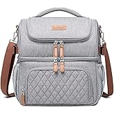 Artelaris Lunch Bag for Men Women, Large Double Deck Lunch Box Tote for Work, Dual Compartment Insulated Leakproof Lunchbox Cooler for Adult with Shoulder Strap & Side Pocket for Picnic Hiking Outdoor