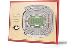 YouTheFan NCAA Georgia Bulldogs 5-Layer StadiumView 3D Wall Art - Sanford Stadium, 1.50" x 13.50"