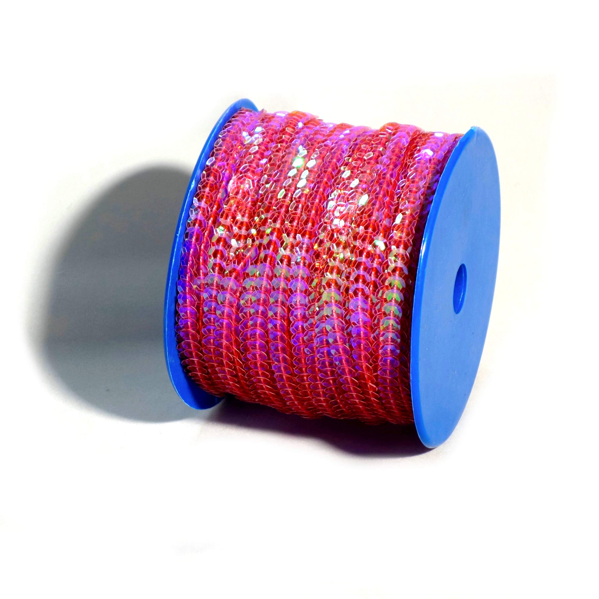 Matsa 50 m 6 mm Roll of Sequins for Clothing Decoration Jewellery Costumes Sewing Embellishments Ribbons DIY Crafts Purple Iridescent, 50m