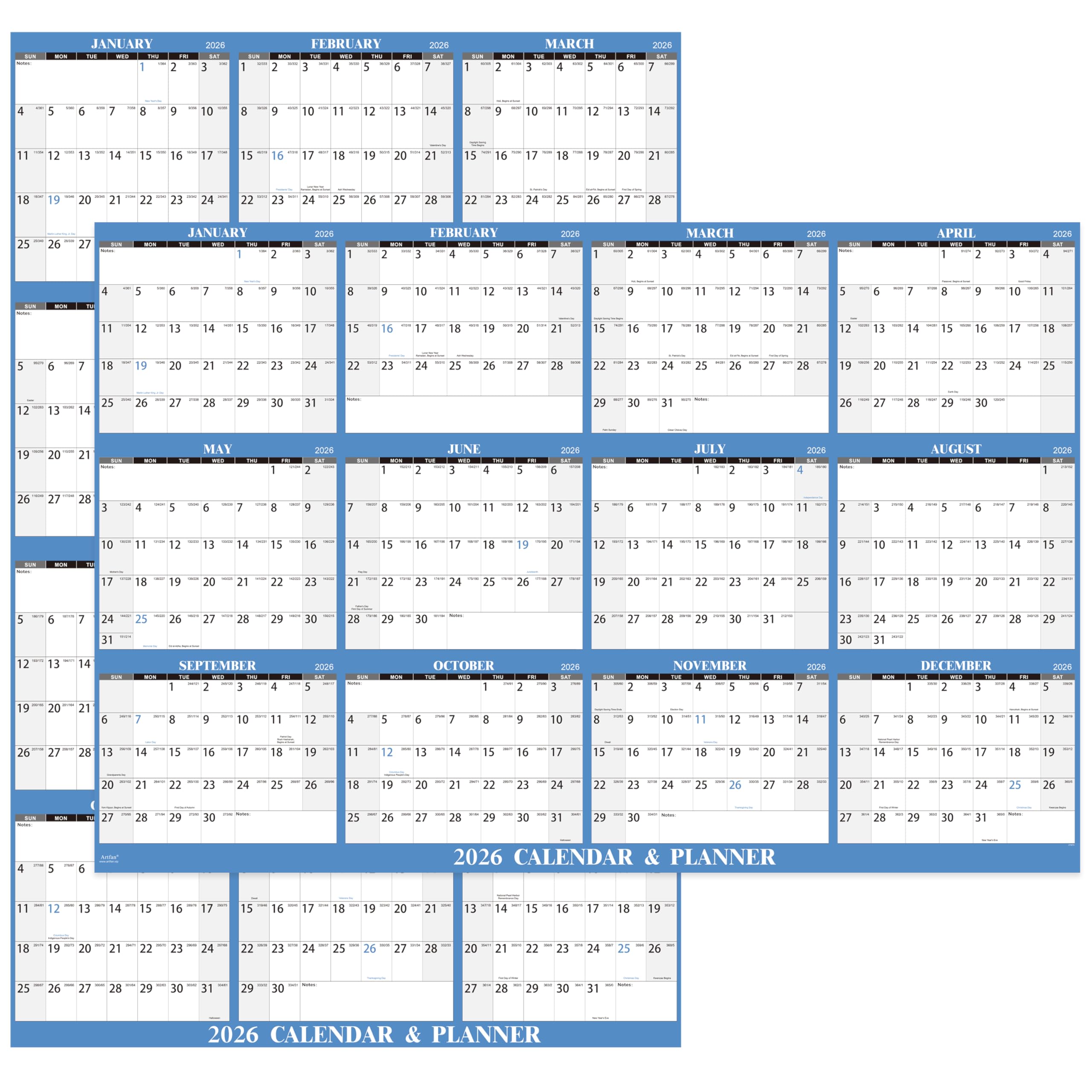 Photo 1 of 2026 Dry Erase Calendar for Wall - 2026 Calendar Dry Erase, 2026 Yearly Wall Calendar, 48" x 32", Jan.2026 - Dec.2026, 2026 Wall Calendar Dry Erase, Large XL Wet & Dry Erase Laminated